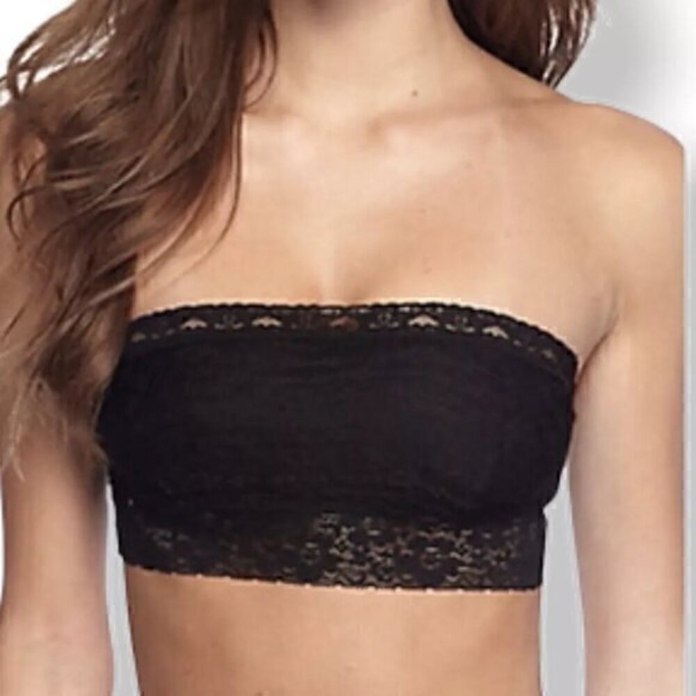 Free People Bandeau Scallop Lace Bra in Black Size XS NWT